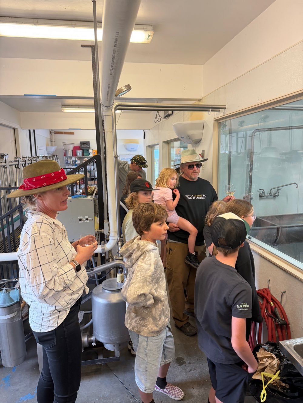 A group touring the Buck & Bloom creamery