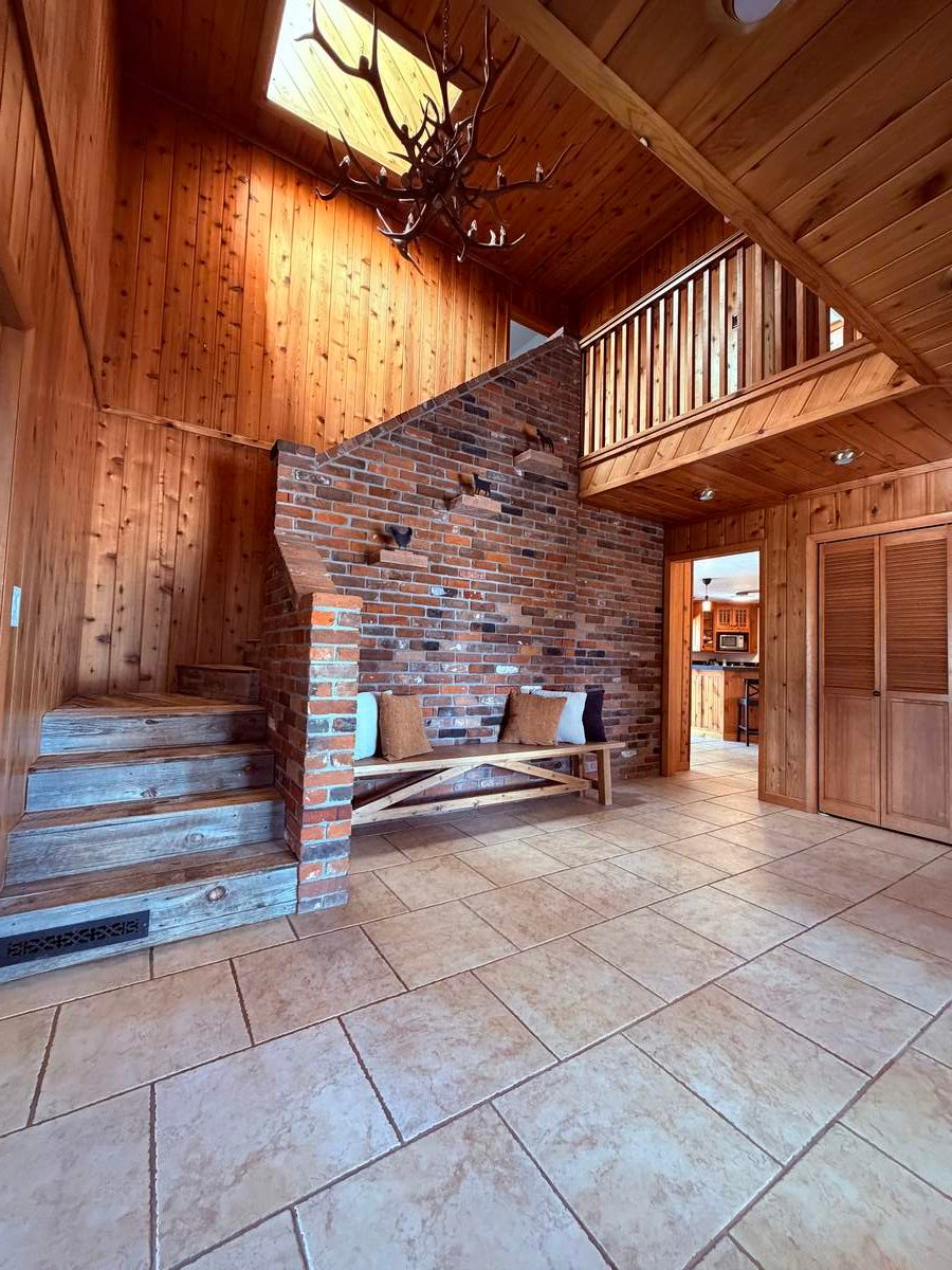 Entry with antler chandelier